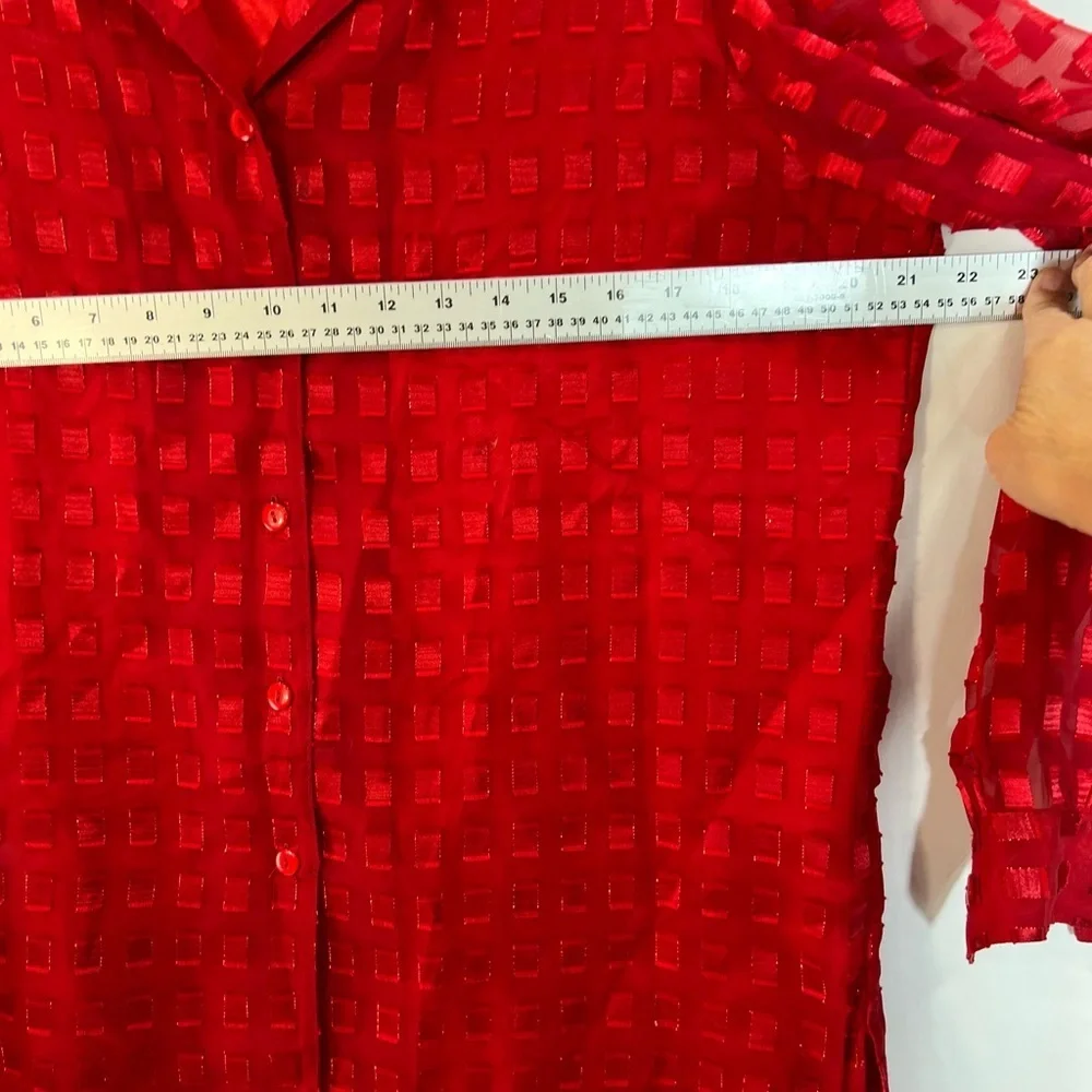Alia Red Sheer Blouse - Picture 9 of 11